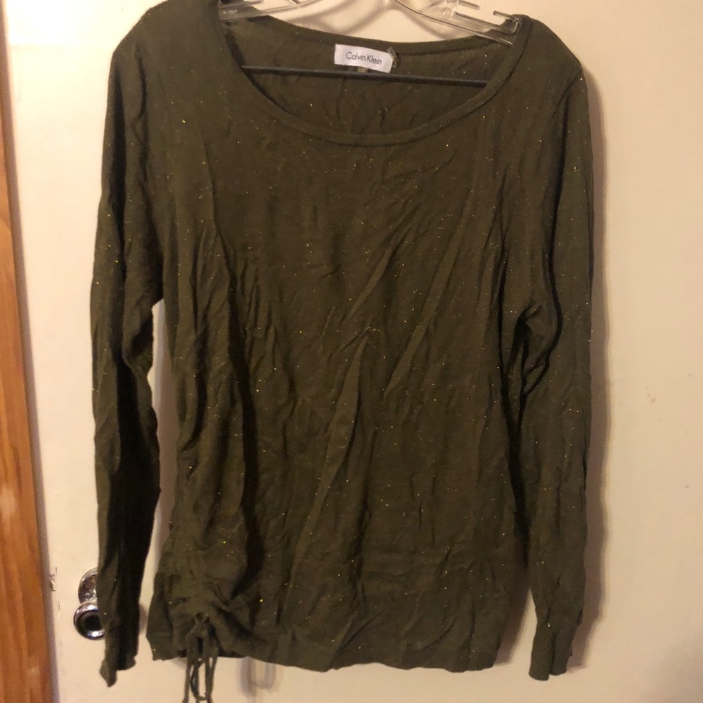 Calvin Klein Sweater in Olive with gold - Size L